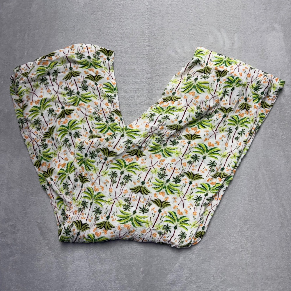 Old Navy Womens XL Tropical Palm Tree Print Rayon Lounge Pajama Pants Wide Leg